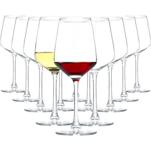 Red/White Wine Glasses Set of 12, 12 oz Clear Wine Glasses with Stem, Dishwasher Safe