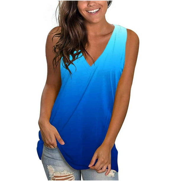 Ichuanyi Tank Top for Women, Summer Clearance Women's Sleeveless Summer  Casual Tops V Neck Printing Sleeveless Vest Tops