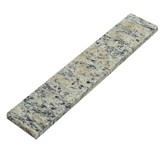 Santa Cecilia Light Granite Sidesplash, Polished, Light beige, Gray-black & Reddish-brown, Natural Variations, 21 x 4 x 0.75 Inches, Wall Protection for Bathroom Vanity