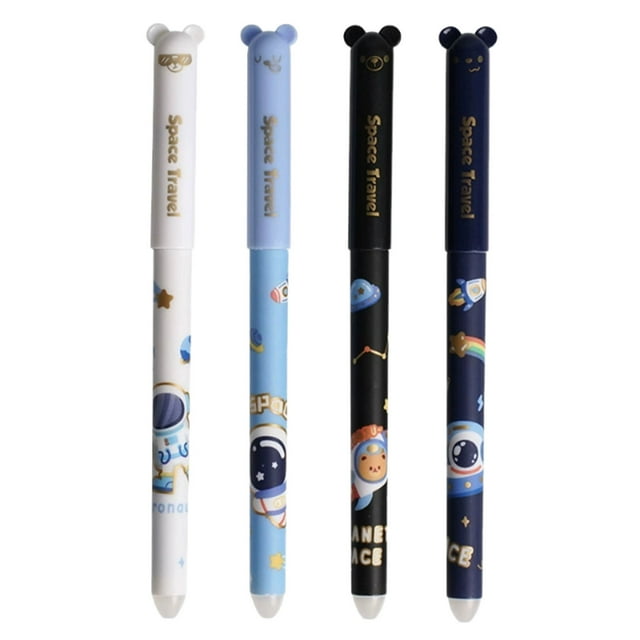 Erasable Gel Ballpoint Pen Set | 0.5mm Fine Tip | Thermo-Sensitive Ink | Smooth Repeated Writing | Built-In Eraser | Colorful Kawaii Design | Pack of 4 | Portable & Durable | Office Home Drawing