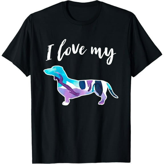 Watercolor Dog Shirt - I Love my Dachshund Doxen Wiener Dog