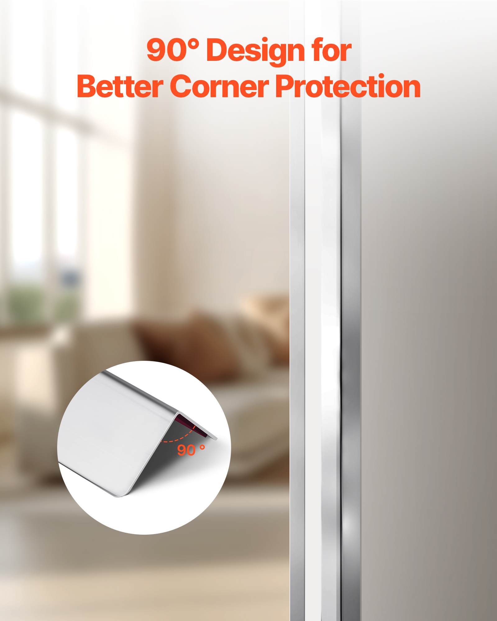 VEVOR Stainless Steel Wall Corner Protector, 2 x 2 x 48 inch, 10 Pack Metal Corner Guards, 304 Stainless Steel Edge Trim 90-Degree Angle for Home,Office,Commercial Wall Protection, with 3m Tape