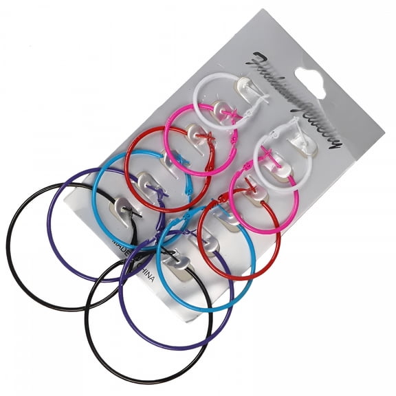 DESIGNICE 2026 New 6 Pairs/Set Hoop Earrings Women Jewelry Circle Fashion Black White Charm Simple for Daily Wear, Casual Outfits, Parties, Events, Work, Gifting, Accessorizing