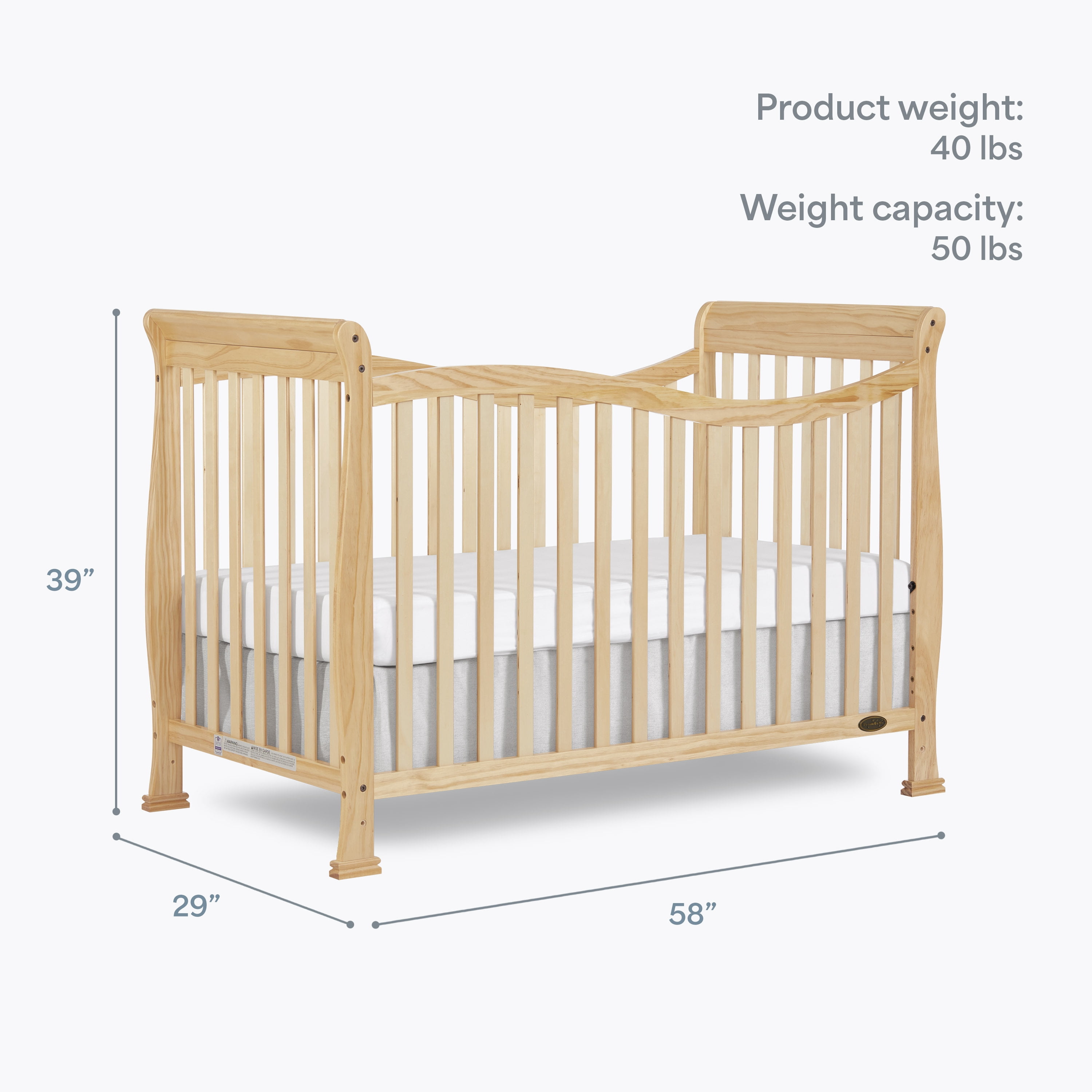 Dream On Me Violet 7-in-1 Convertible Life Style Crib, Natural