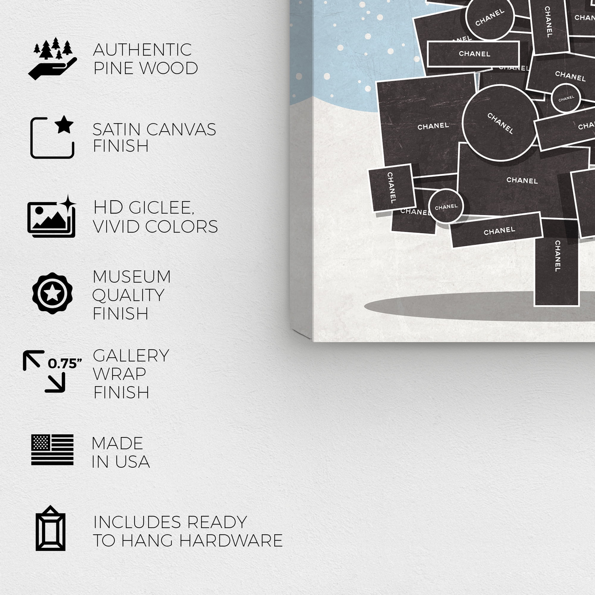 Wynwood Studio Holiday and Seasonal Wall Art Canvas Prints 'White Christmas' Christmas Home Décor - Black, Blue, 16" x 24"