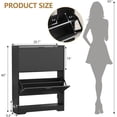 thumbnail image 3 of FANRAL Shoe Cabinet with 2 Flip Drawers & Open Storage,Fluted Shoe Storage Cabinet Rack Organizer with Adjustable Shelves for Entryway,Closet,Hallway,Black, 3 of 8