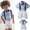 White, variant on Herrnalise Boys Gentlemen's Clothing Summer Short Sleeve Top Bib Shorts Tie Three-piece Set summer sale