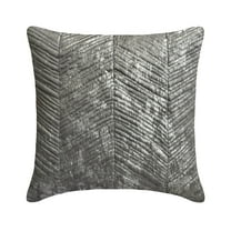 The HomeCentric Decorative Pillow Covers Silver & Grey 20"x20" (50x50 cm) Jacquard Chevron, Foil, Quilted Cushion Covers For Sofa, Geometric Modern Style - Shimmering Vortex