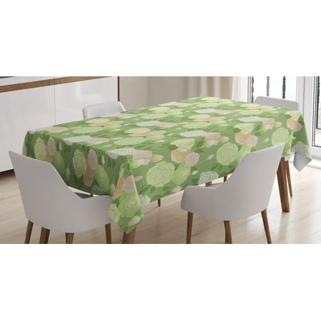 

Rose Tablecloth Abstract Pastel Colored Blossoms and Buds Romantic Spring Garden Rectangular Table Cover for Dining Room Kitchen 60 X 90 Inches Pistachio Green Peach and White by Ambesonne