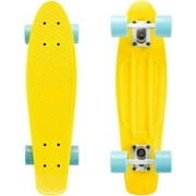 Yellow Skateboard with Sky Blue Wheels Penny Style Sized Board 22" Cruiser Board AZM