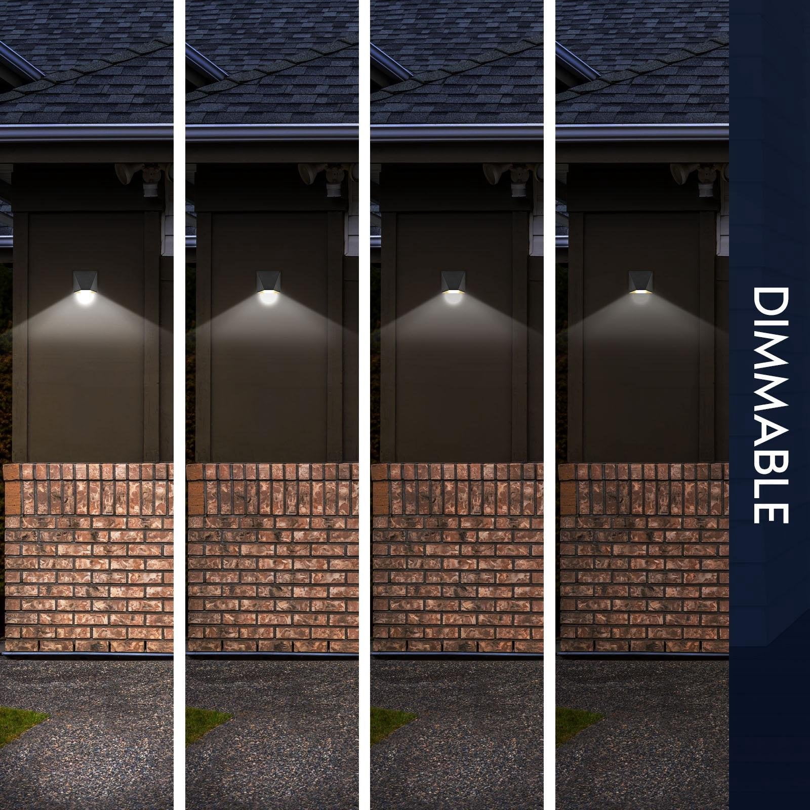 Luxrite Outdoor LED Black and Gold Wall Sconce, 9W, 3CCT 3000K-5000K, 6", Aluminum, IP65, ETL