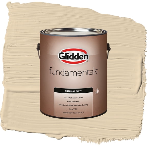 Glidden Fundamentals Almond Cream Flat Exterior Paint and Primer, 1 Gallon