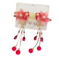 thumbnail image 2 of Eoperou 1 Pair Girls Hairpins Chinese Style Long Tassel Flower Beads Bow Decor Anti-slip Festive Photo Prop New Year Hair Decoration Hair Clips Cosplay Hair Accessories, 2 of 8