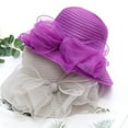 thumbnail image 3 of GROFRY Women Church Cap Bow Wide Brim Summer Foldable Bowknot Hat for Party, 3 of 8