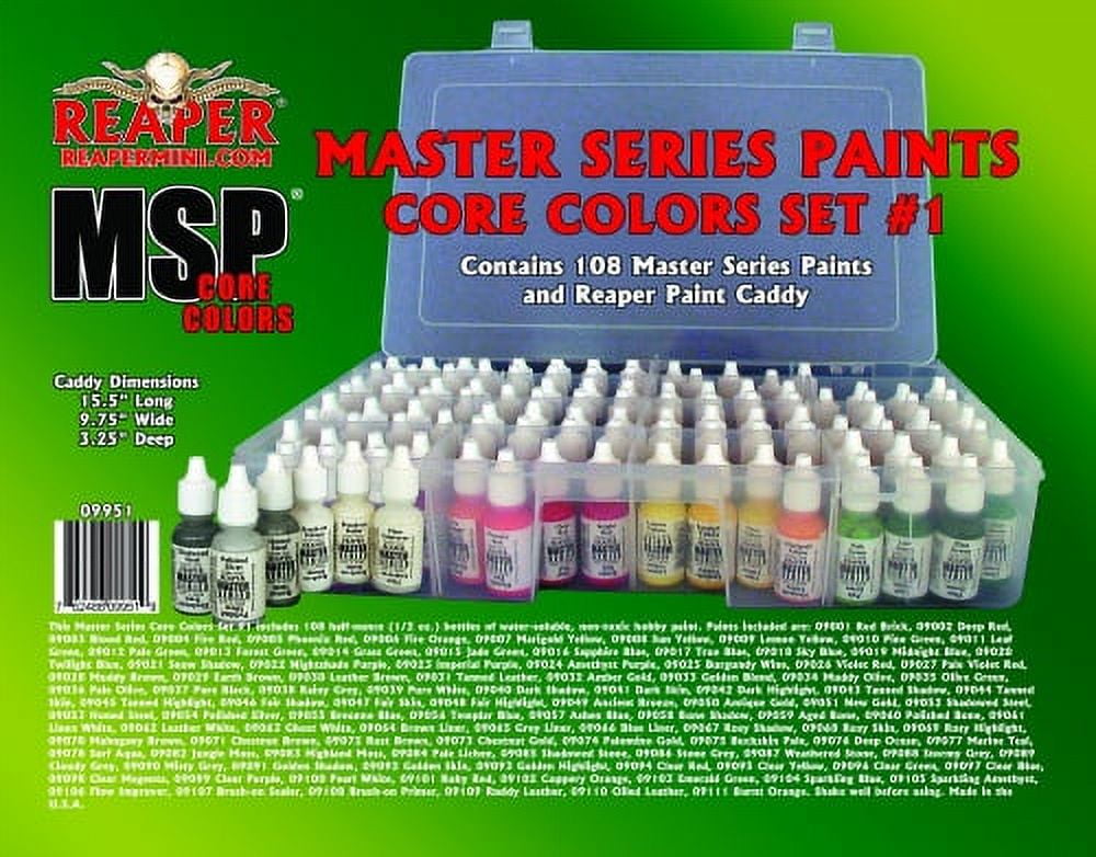Reaper Miniatures Master Series Paint Set #1 (09001-09111 w/Caddy) New