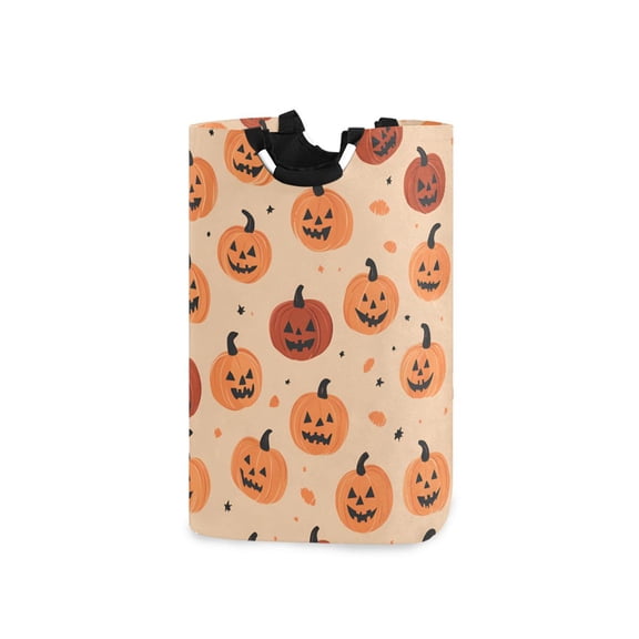 Yayeee Freestanding Laundry Hamper with Handle Collapsible Large Storage Basket for Clothes, Colorful Halloween Pumpkin Pattern