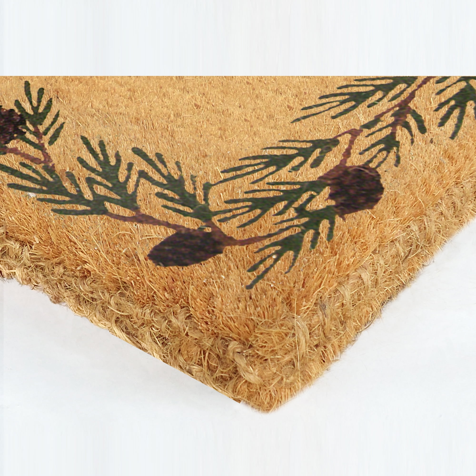 Nedia Home Heavy Duty Coco Mat with Evergreen Border 22 by 36-Inch Monogrammed W Nedia Enterprises O2011W