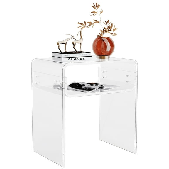 solaround Clear Acrylic Side Table, Nightstand Bedside Table for Bedroom Living Room, 30 x 40 x 50 cm, Clear