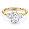 thumbnail image 3 of Gem Stone King 18K Yellow Gold Plated Silver White Moissanite and Sky Blue Aquamarine Engagement Ring for Women | 2.60 Cttw | Oval 9X7MM | Gemstone Birthstone | Size 7, 3 of 7