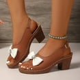 thumbnail image 6 of Viluyesy Womens Block Heeled Sandals, Open Toe Ankle Strap Cute Bow Comfort Casual Shoes Brown, 6 of 9