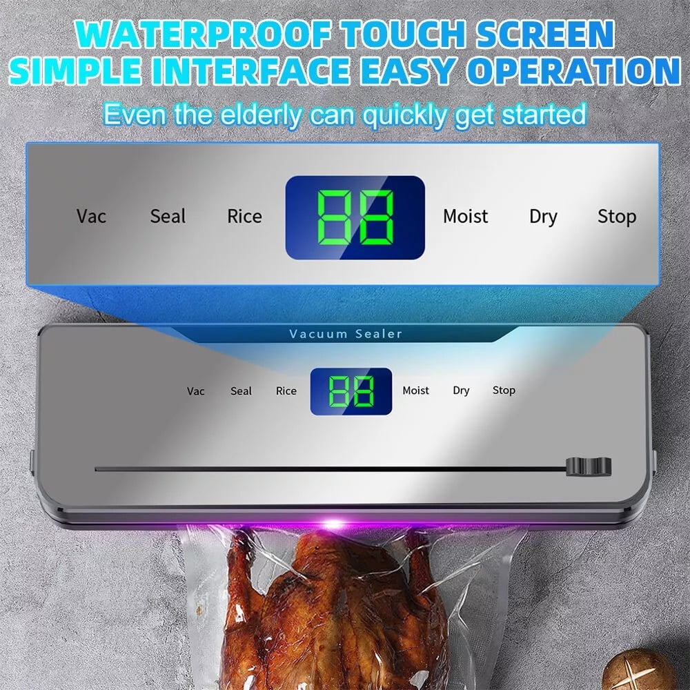 Powerful Commercial Vacuum Sealer Machine, 5 Modes, 65Kpa Suction, for Meat, Seafood, & Grains, Includes 30 Free Bags
