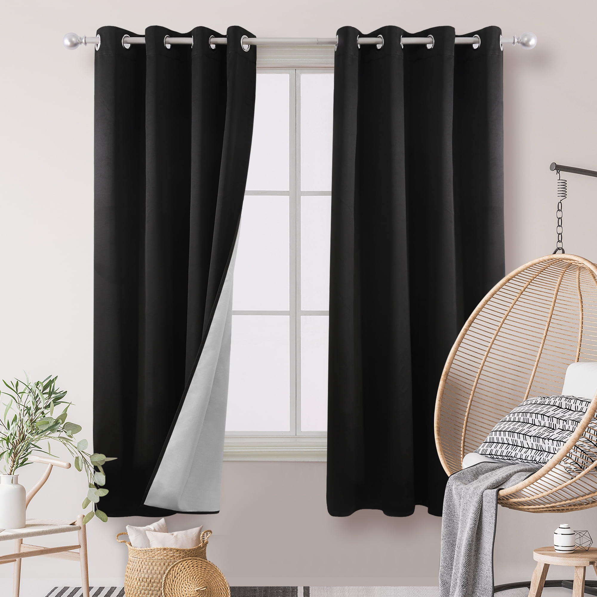 42W x 84L White 2 Panels Blackout Curtains Grommet Thermal Insulated Room Darken 
