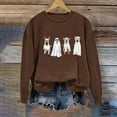 thumbnail image 5 of yoeyez Halloween Sweatshirt for Women Oversized Ghosts Graphic Print Long Sleeve Sweatshirts Crewneck Casual Fall Pullover Tops Brown,S, 5 of 6