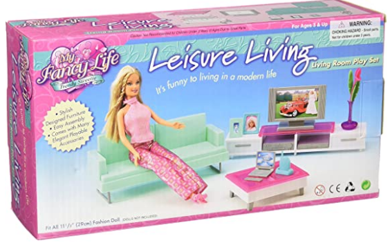 FANCY LIFE DOLLHOUSE FURNITURE Leisure Living Room w/Entertainment laptop SET 