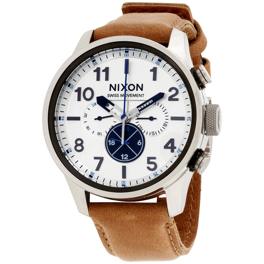 Nixon Nixon Safari Silver Dial Leather Strap Men's Watch A1082209200