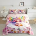 thumbnail image 2 of Manfei Kawaii Elf Bedding Comforter Set,Cute Daisy Floral Twin Comforter Sets,Colorful Cartoon Wings Bedding Set For Kids,Breathable Home Decor Reversible,2pcs, 2 of 8