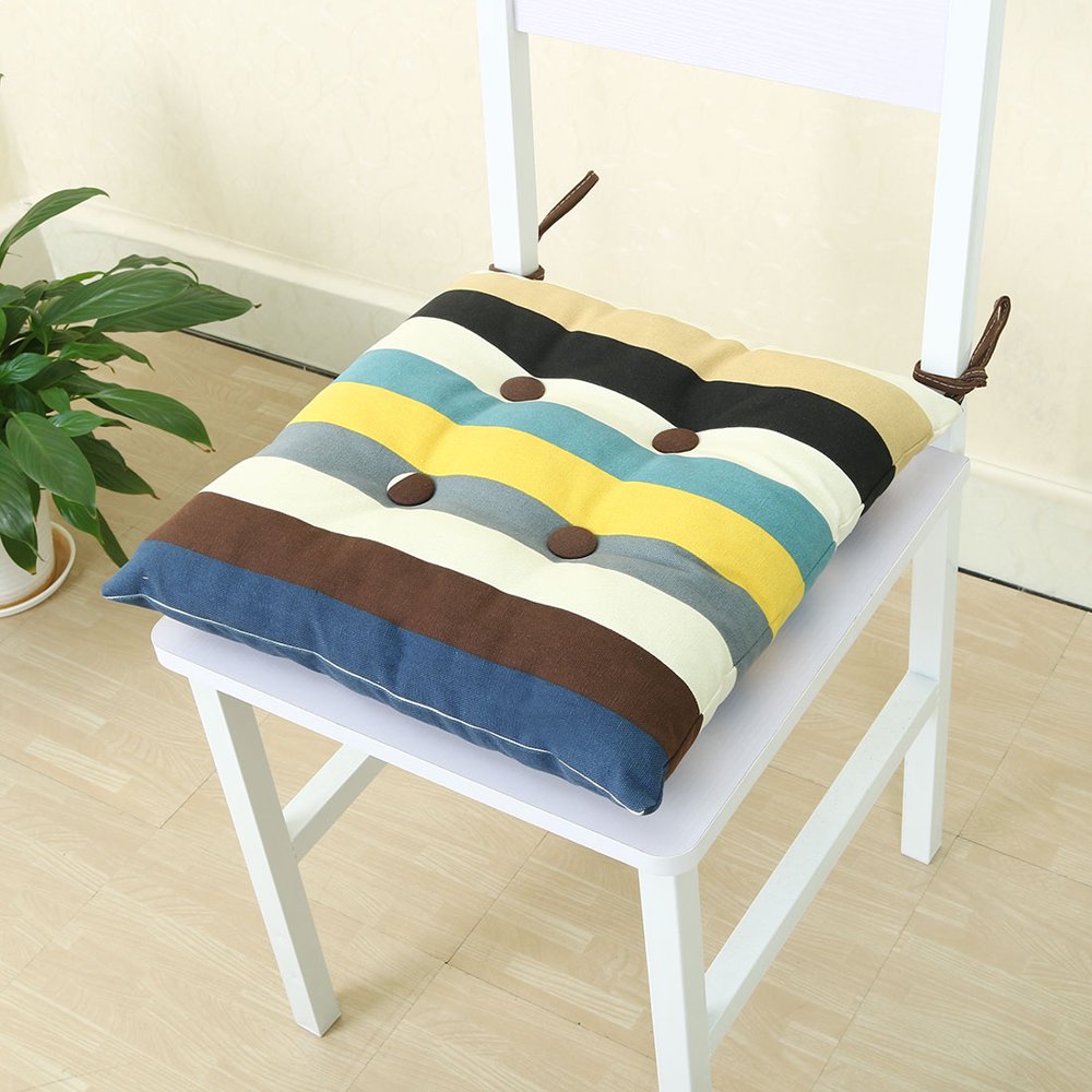 PiccoCasa Canvas Cover Polyester Indoor Outdoor Chair Pads Cushions with Ties