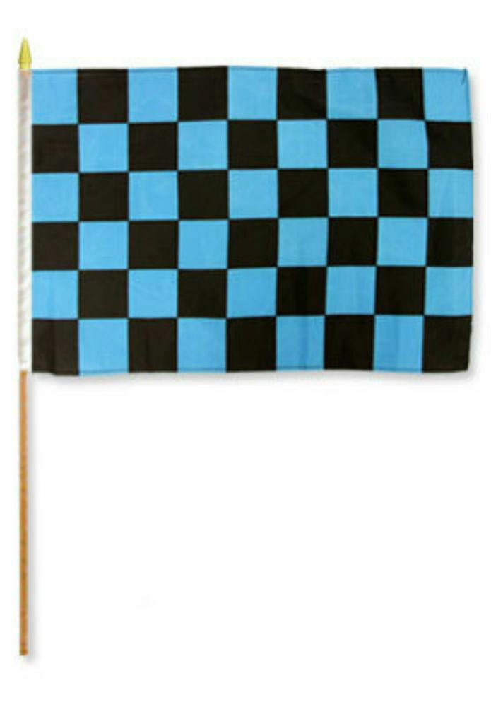 12x18 12"x18" Wholesale Lot of 12 Black & Pink Checkered Stick Flag wood Staff 