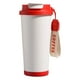 thumbnail image 2 of Taza de café aislada de acero inoxidable 500ml | Termo al vacío 304 con pajita, tapa impermeable, correa de nailon | Bebidas calientes y frías, vaso portátil de viaje, blanco/negro/rojo, duradero, 2 of 6