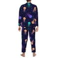 thumbnail image 5 of Kll Sea Jellyfish Sleepwear Mens Flannel Pajamas,Long Cotton Pj Set, 5 of 9