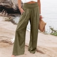 thumbnail image 2 of ManxiVoo High Waisted Wide Leg Pants for Women Bow Print Pattern Lounge Trousers Elastic Waist Comfort Fit for Casual Outing and Travel XL Size Army Green, 2 of 8