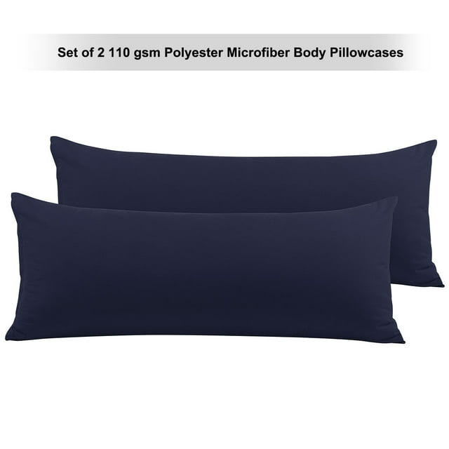 PiccoCasa Set of 2 Body Pillowcases Zippered Body Pillow Cover for Body Pillows, King Navy Blue