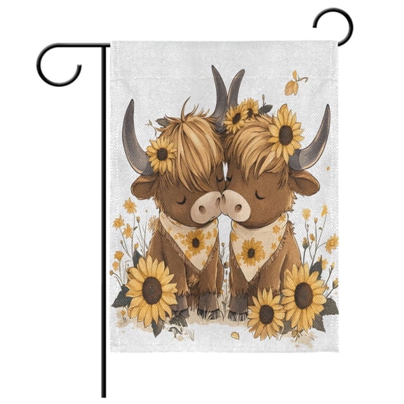 Ryvnso Two Highland Cattle Pattern Garden Flag 12x18 Inch Double Sided Seasonal Yard Decoration