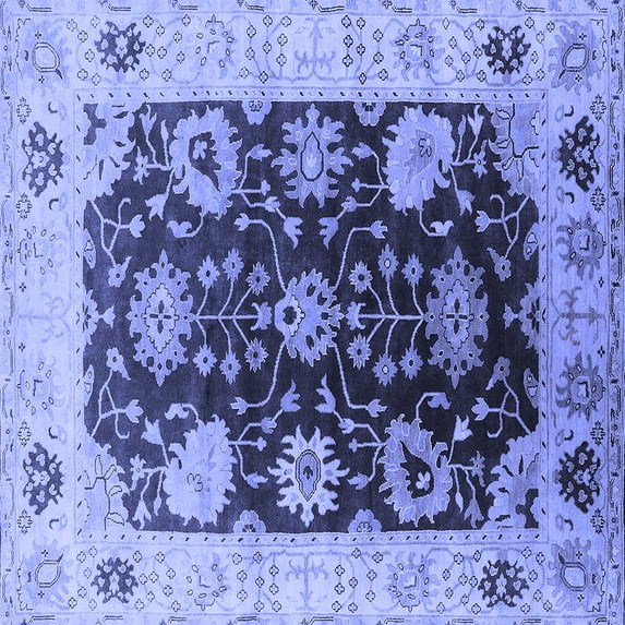 Ahgly Company Machine Washable Indoor Square Oriental Blue Industrial Area Rugs, 3' Square