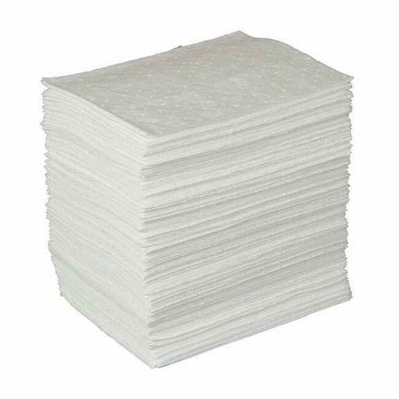 Brady Sorbent Pad, 34 gal, 15 in x 17 in, Oil, White, 200 PK BPO200