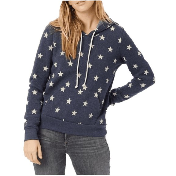 Alternative Women's Printed Eco-Fleece Hoodie, Navy Star, Small