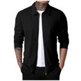 thumbnail image 1 of Men's Solid Color Zipper Lapel Jacket Coat Men's Casual Fashion Warm CoatXL, 1 of 4