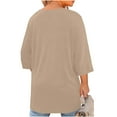 thumbnail image 6 of hotojiny Women Plus Size Tops Stylish Crew Neck 3/4 Sleeve Casual T Shirts Loose Cutout Fashion Flowy Tunic Tees L-5XL, 6 of 7