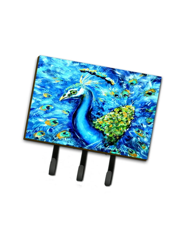 Carolines Treasures MW1166TH68 Peacock Straight Up in Blue Leash or Key Holder, Triple, multicolor