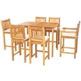 thumbnail image 5 of 7 Piece Teak Wood Elzas 55" Rectangular Outdoor Patio Bistro Bar Set including 2 Arm & 4 Side Bar Chairs, 5 of 5