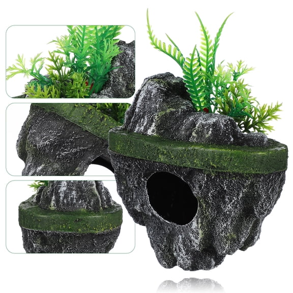 LOLIPPYY Resin Floating Aquarium Rock Ornament Fish Tank Cave for Fish Shelter and Decorative Aquatic Landscape