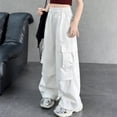 thumbnail image 2 of 13-14 Years Juniors Girls' Baggy Trousers Cargo Trousers Girls' Casual Jogging Bottoms Cargo Trousers Casual Sweatpants White Casual Pants, 2 of 7