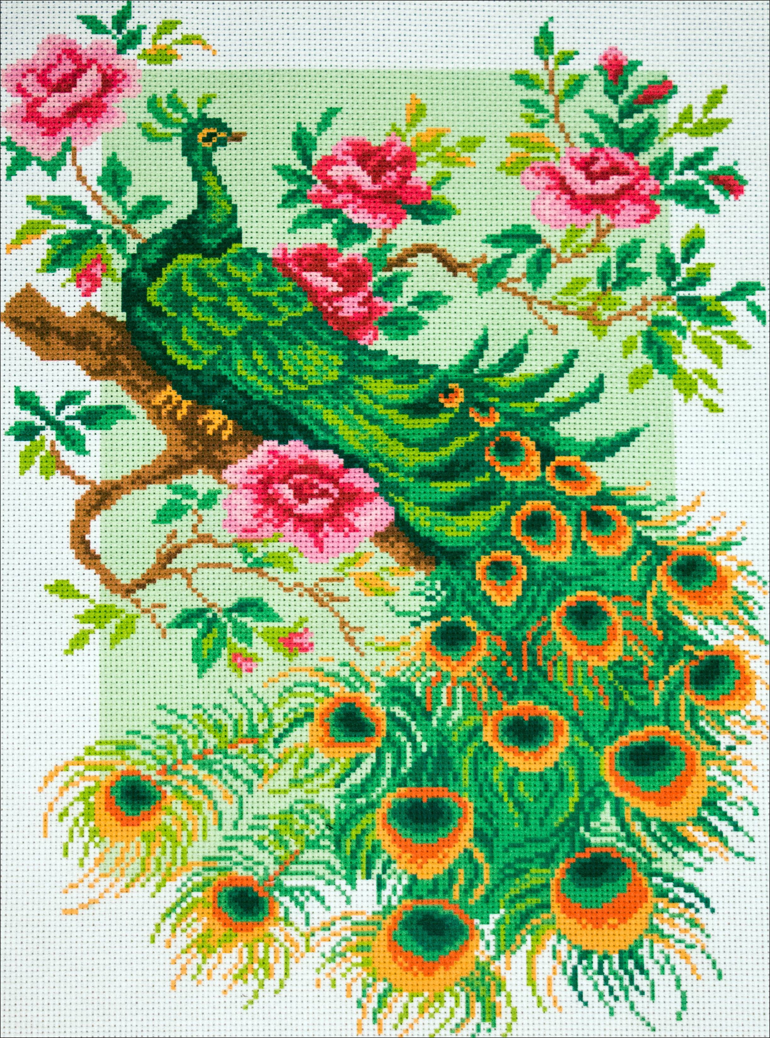 Collection D'Art Stamped Cross Stitch Kit 49X37cmPeacock
