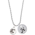 thumbnail image 1 of Delight Jewelry Silvertone Small I Love You to the Moon Silvertone Script Initial Disc - H - Charm Necklace, 20"+3", 1 of 4