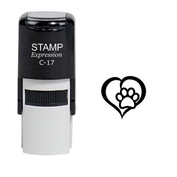StampExpression - Paw Print Dog Lover Self Inking Rubber Stamp - Black Ink (W-6314)