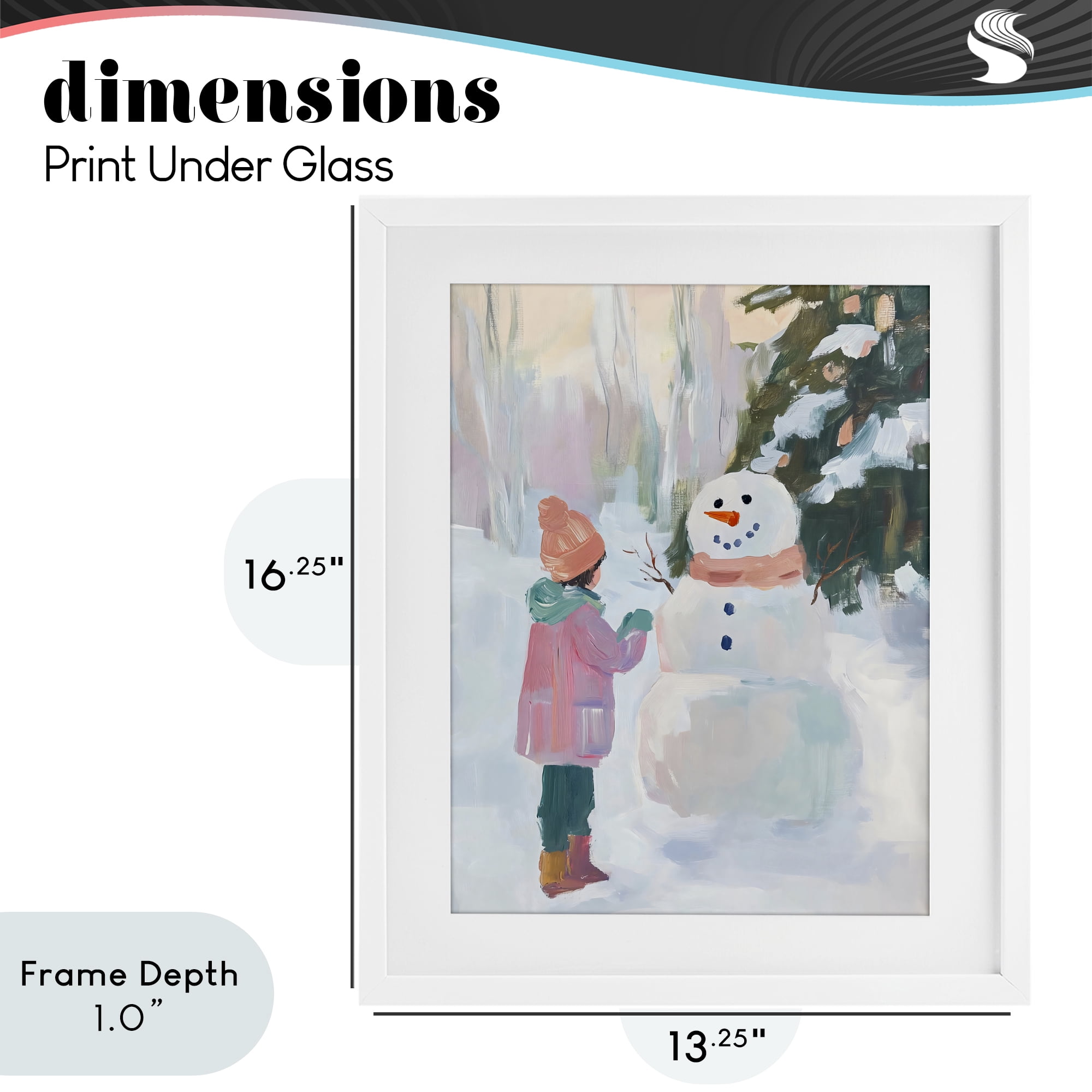 Stupell Industries Girl & Snowman in Winter White Framed Print Under Glass, design by The Prints Vibe